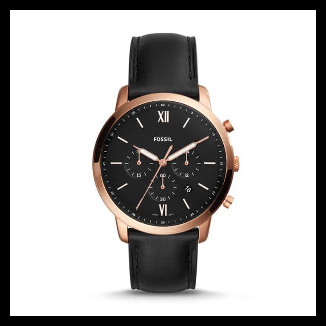 Indh Fossil Neutra Chronograph Black Leather Watch FS5381 BIG SALE Kode 273