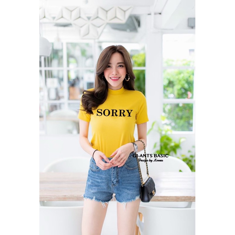 ATASAN KAOS GIANTS BASIC MODEL TURTLE NECK TULISAN SORRY IMPORT BANGKOK (BJGB171)