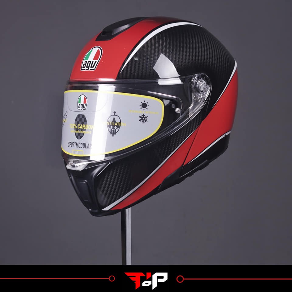 AGV SPORTMODULAR CARBON AERO RED HELM FULL FACE MODULAR