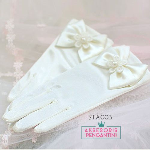 [BISA COD] WEDDING GLOVES AKSESORIS PESTA SARUNG TANGAN ANAK SATIN PUTIH STA003