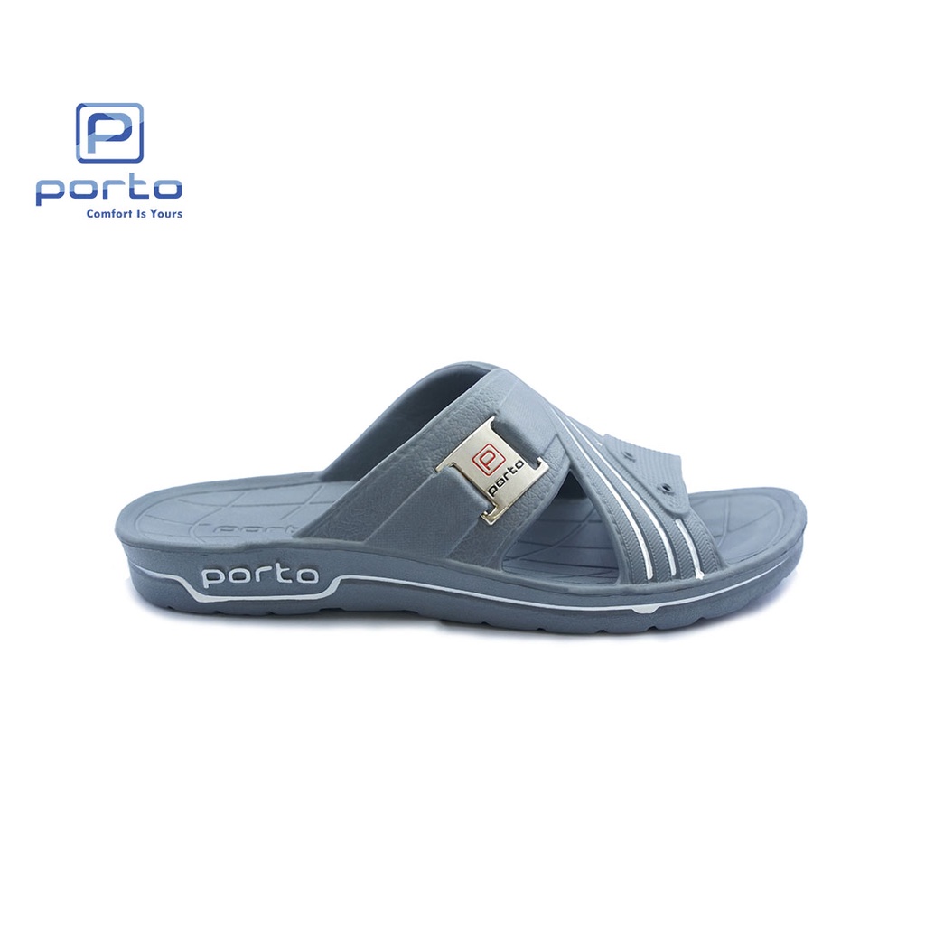 1012M - Porto Leveling Sandal Pria Selop Karet Terbaru Motif Garis Bagus Nyaman Berkualitas Original