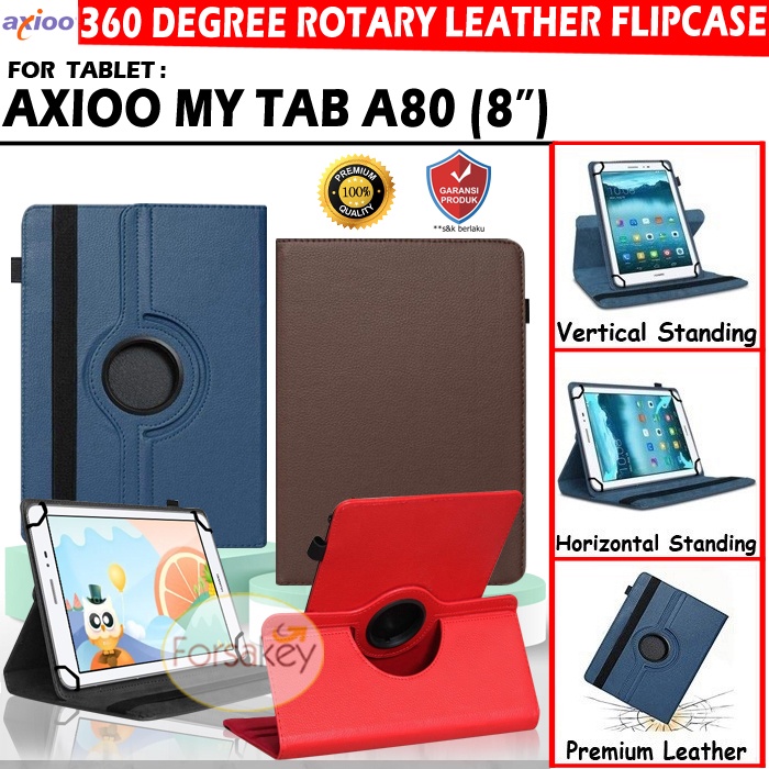 Axioo Tablet Mytab My Tab A80 A 80 8 Inch Rotate Leather Flip Book Cover Case Casing Sarung Kesing F