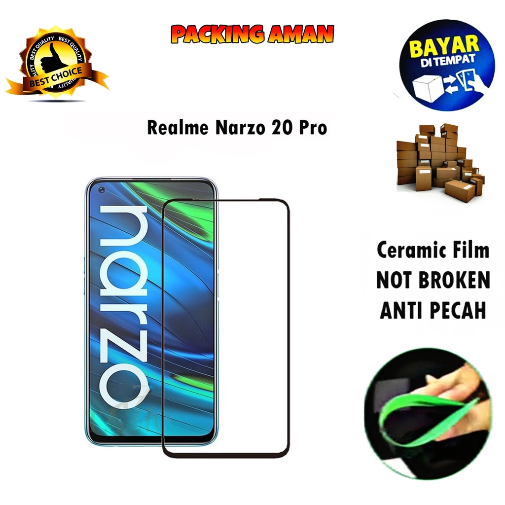 Tempered Glass Realme Narzo 20 Pro FULL COVER FULL SCREEN Ceramic Film Anti Gores