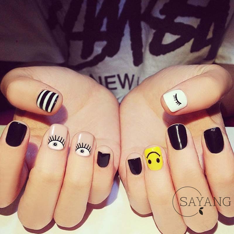 24Pcs / Set Kuku Palsu Motif Smiling Face Warna Kuning ...