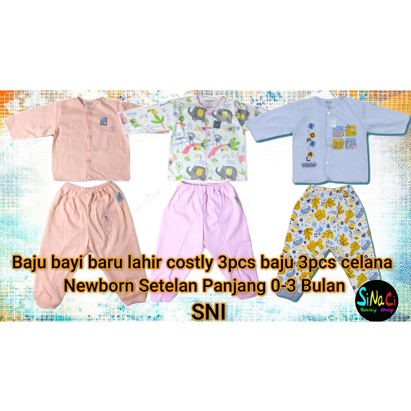 baju bayi baru lahir costly 3pcs baju 3pcs celana Newborn Setelan Panjang 0-3 Bulan setelan baju bay