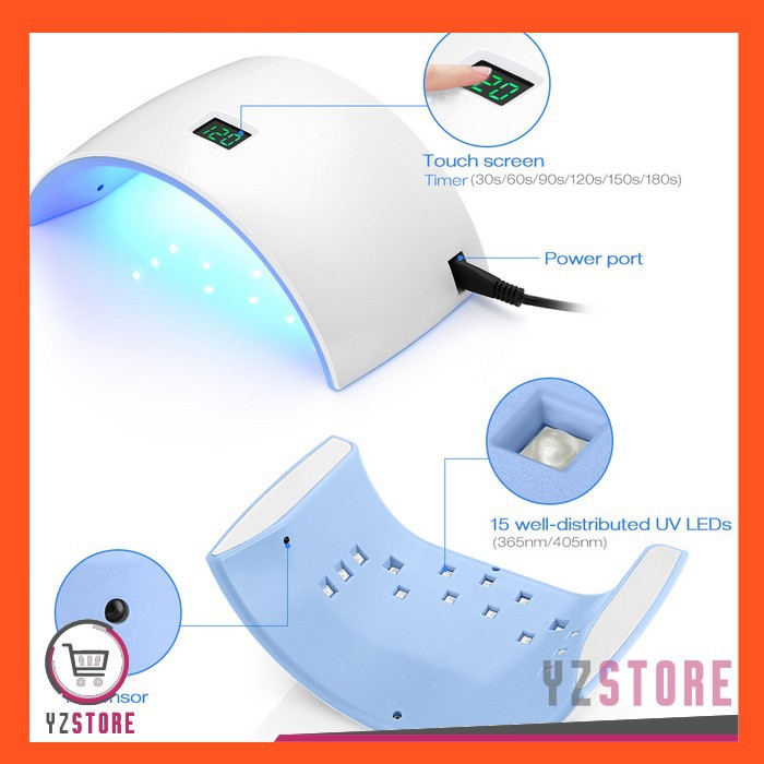 Pengering kutek Kuku Gel Inlife Nail Art Lampu UV LED Profesional Smart Timing YZ45