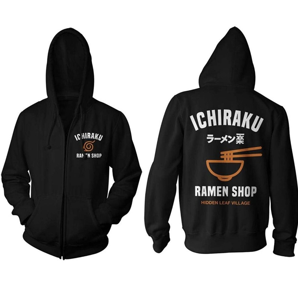 Jaket Pria Jumbo Sweater Anime Naruto Ramen Ichiraku Zipper Hoodie