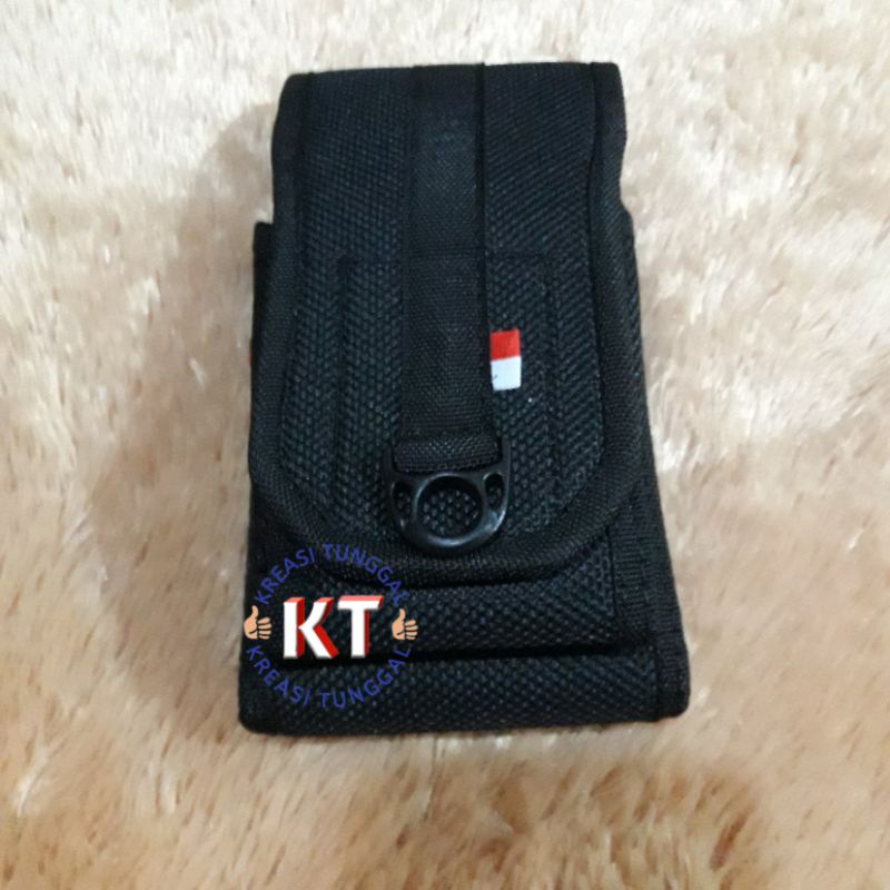 sarung hp warrior hitam/tempat hp dobel kanvas besar