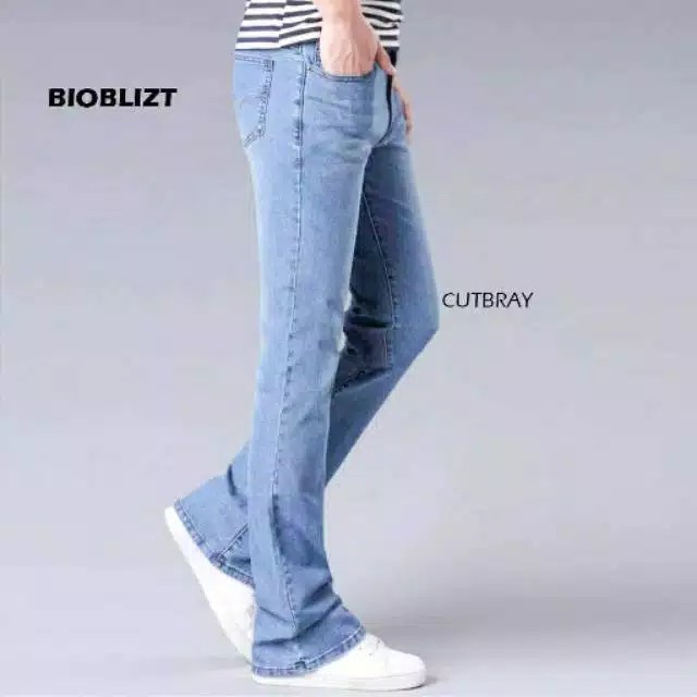 Jual Celana Jeans Cutbray Pria / Jeans Bootcut / Jeans Biowash model