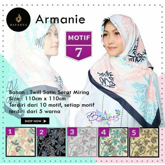 Jilbab Segiempat Armanie Satin Motif 7 by Dafanya - Hijab Scarf Murah