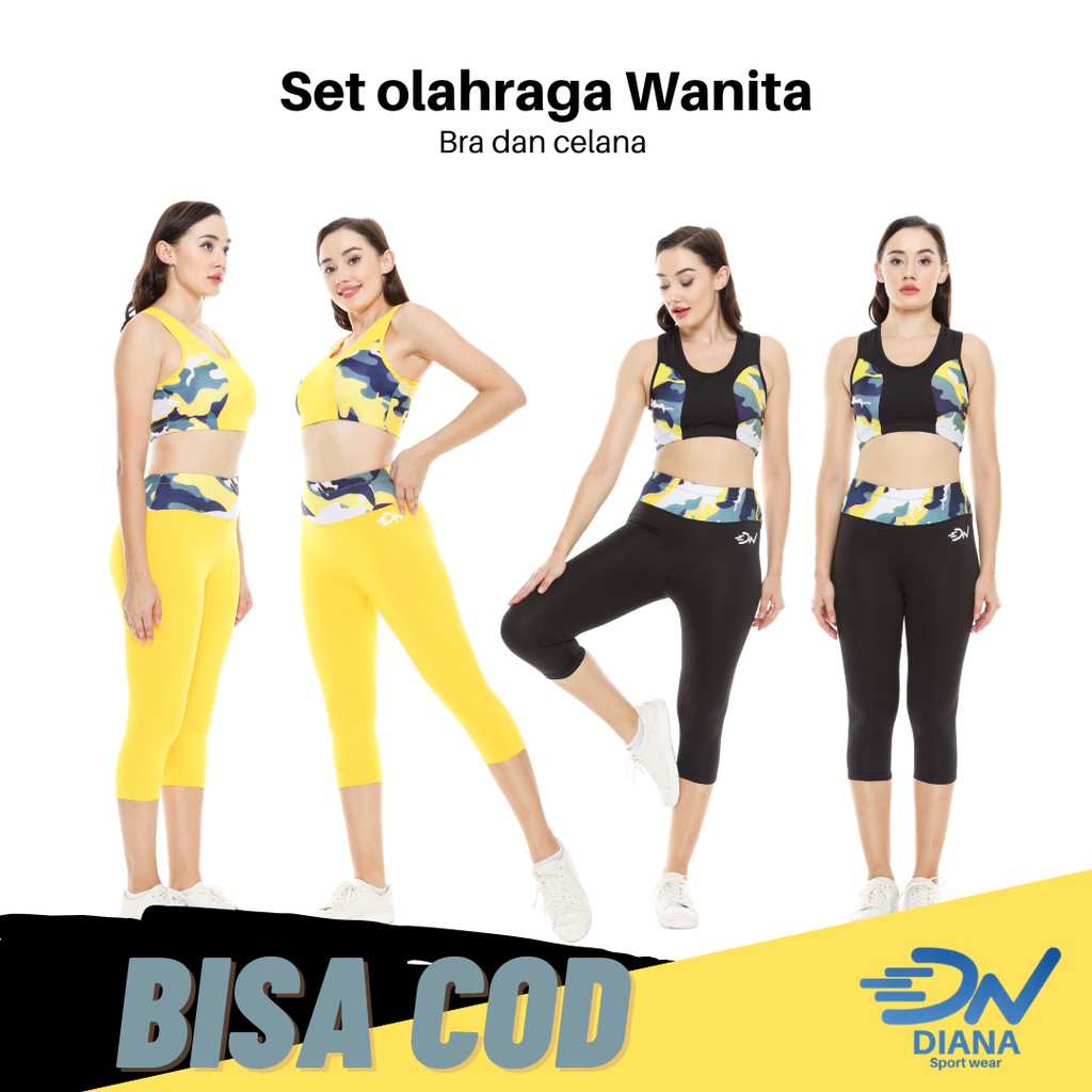 Set sport bra dan legging wanita motif army Setelan olahraga wanita sportbra dan legging