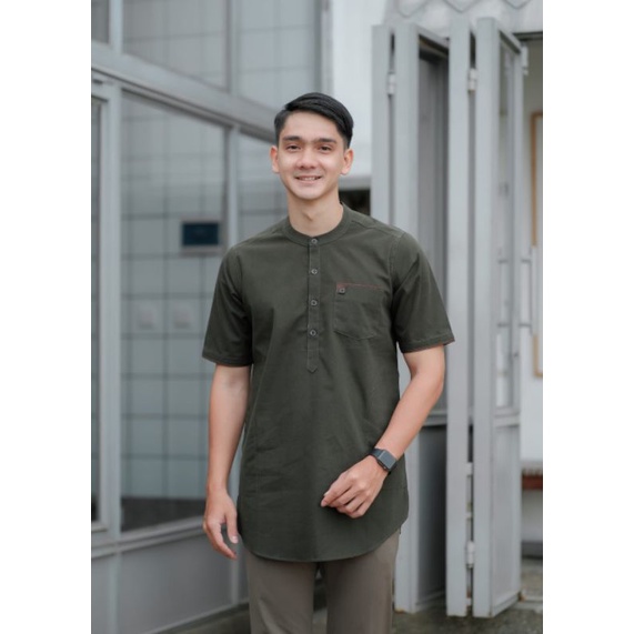 BAJU KOKO KURTA PAKISTAN PRIA BAHAN FULL COTTON WASHING WARNA MOCCA ARMY NAVY MARON UKURAN M L XL