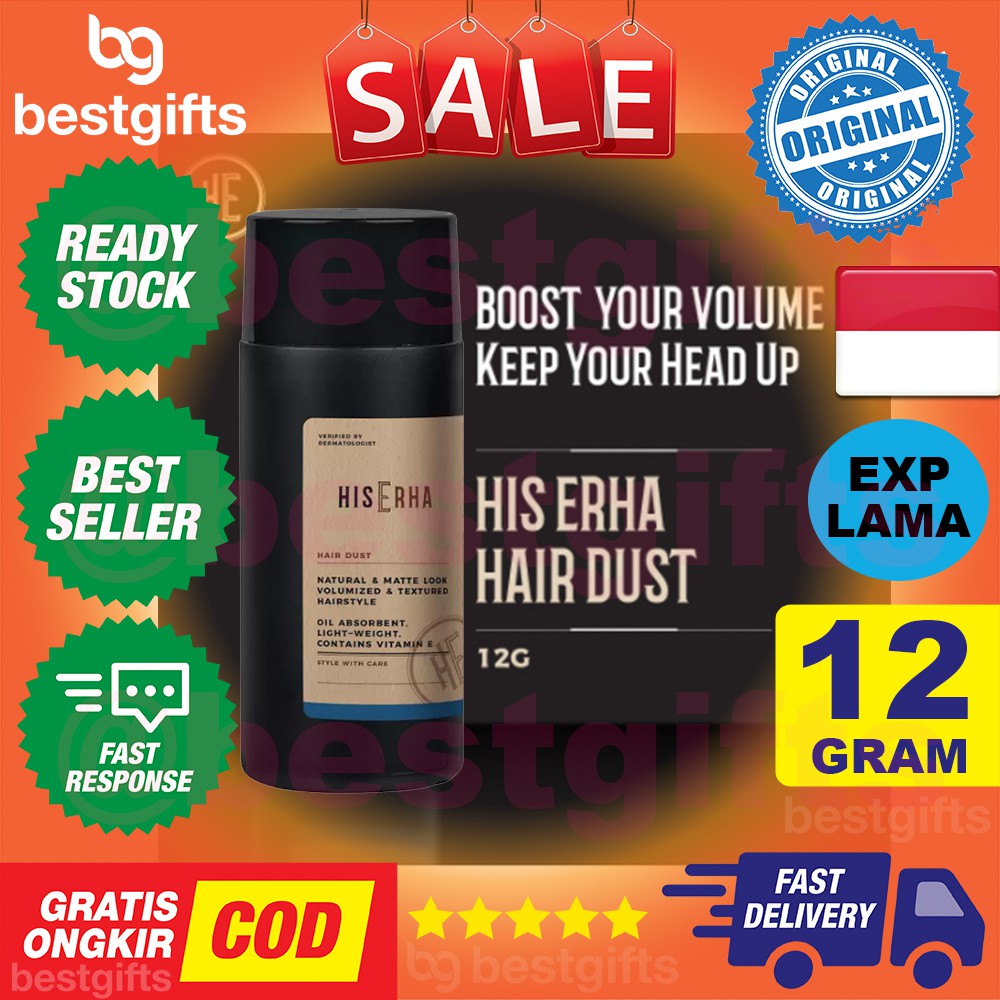 HIS ERHA HAIR DUST POWDER HAIRSTYLING HAIR STYLING RAMBUT TEKSTUR TEBAL BERVOLUME NATURAL 12 GRAM