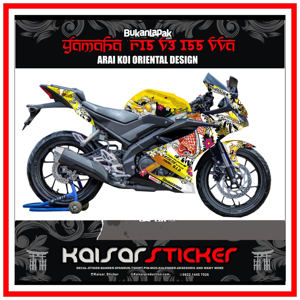 STIKER DECAL YAMAHA R15 VVA V3 FULL BODY KOI ORIENTAL