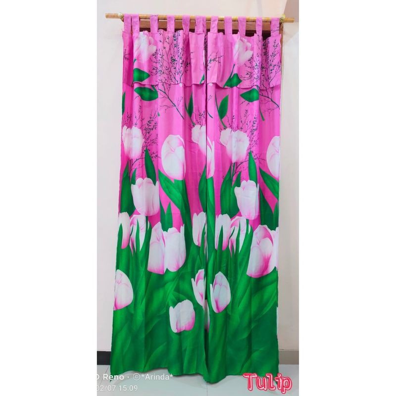 PROMO GOrden pintu / gorden jendela motif Bunga TULIP