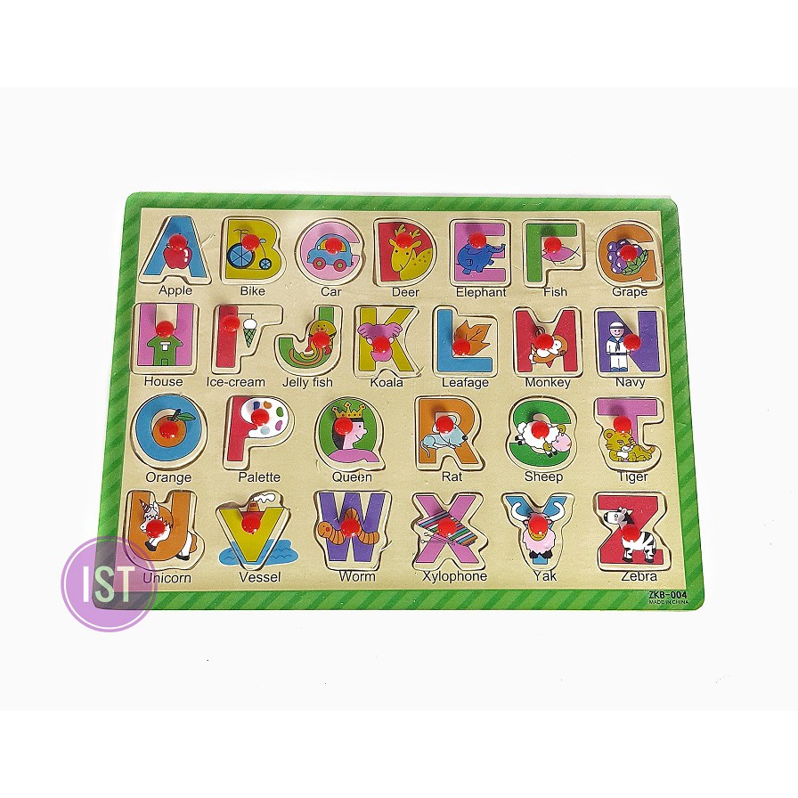 Puzzle Papan Kayu Abjad Huruf Besar No.Zkb