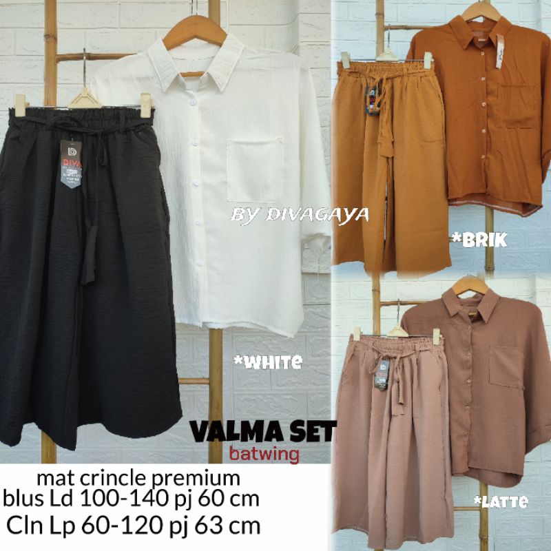 VALMA SET DEWASA ATASAN BATWING BAHAN CRINCLE