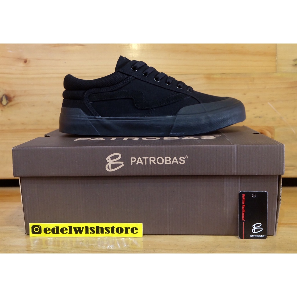 Sepatu Distro || Keren || Pria Wanita || Patrobas Cloud Low (AllBlack)