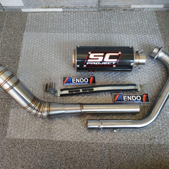 Knalpot Racing SC Project Vixion/R15/Xabre/Byson/Cb150r/Cbr150/Verza/Megapro/Sonic/Cs1/Satria Fu Dll-Hitam karbon