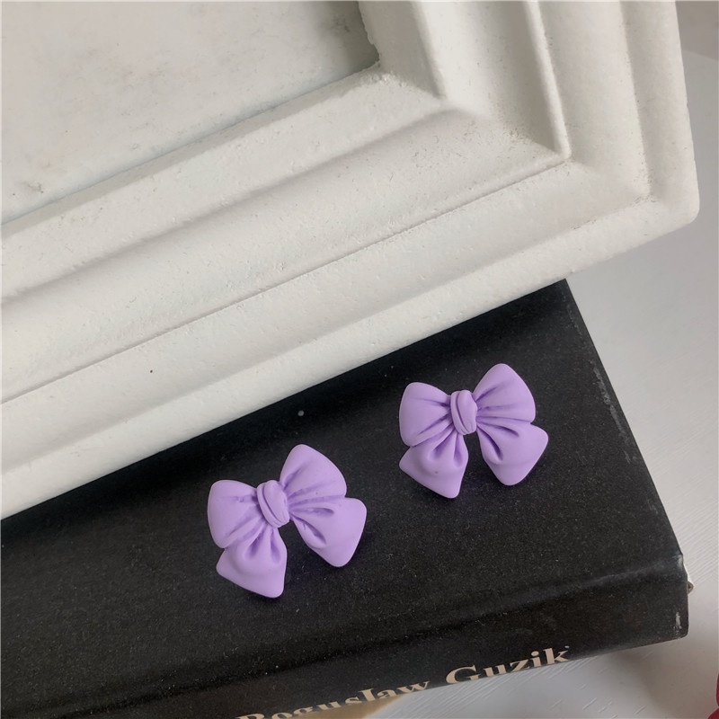 Anting Desain Pita Warna Permen frosted Gaya Korea Untuk Wanita