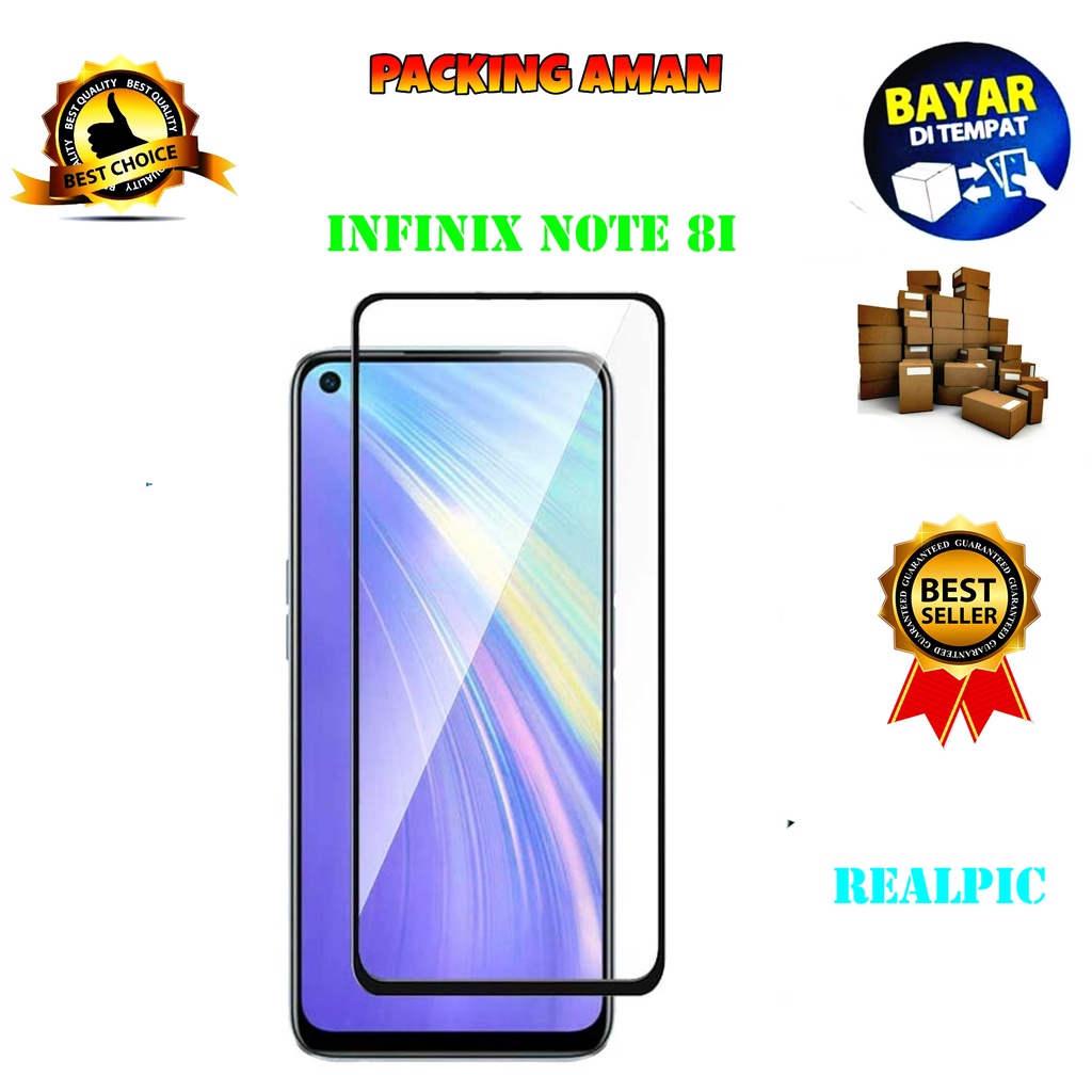 Tempered Glass Infinix Note 8i Full Cover / Full Screen Protector Anti Gores