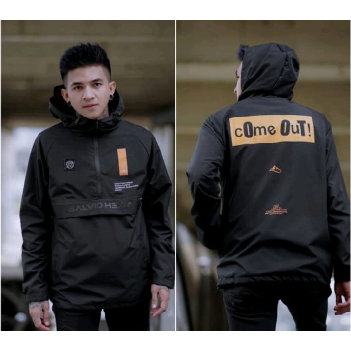 JAKET COUGLE Jaket Parasut Taslan Cougle Hoodie Premium Distro Unisex /HITAM/ M L XL [COD]