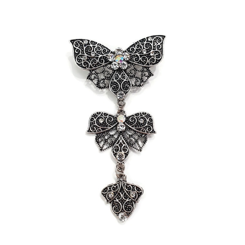 Bros Kebaya 3 Susun Terbaru Ukuran Kecil/Bros Pesta Mini/Bros Kutubaru Etnik/Bros Hijab Juntai-Perak Bakar 2