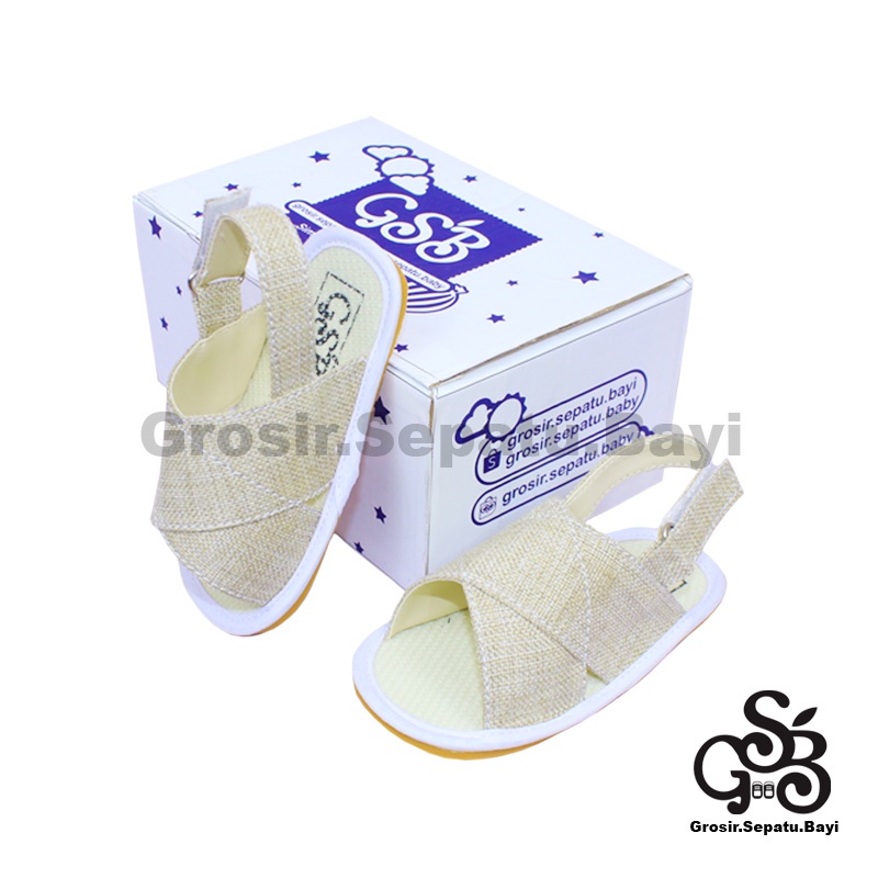 sendal bayi sepatu bayi sandal bayi  laki laki perempuan prewalker bayi  umur 2 - 12 bulan model casual S06 polos KREM ringan fleksibel &amp; Anti Slip