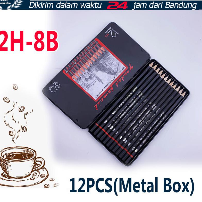 

J isi 12 pcs Pensil gambar sketsa set lengkap 2H H F B HB 2B 3B 4B 5B 6B 7B 8B Charcoal Pencils Set