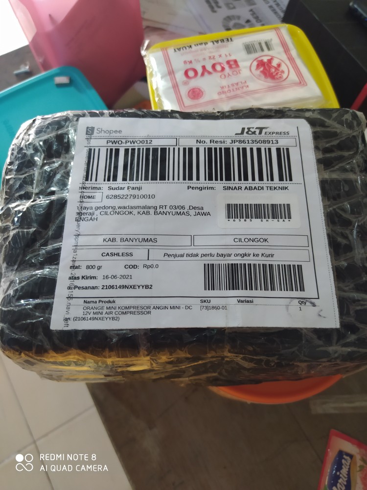 Orange Mini Kompresor Angin Mini - Dc 12v Mini Air Compressor
