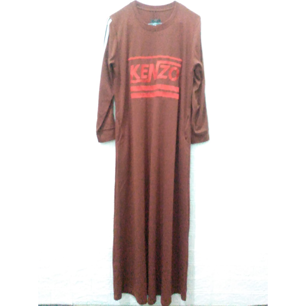 Dress Wanita - Gamis Kaos KENZO Warna Coklat