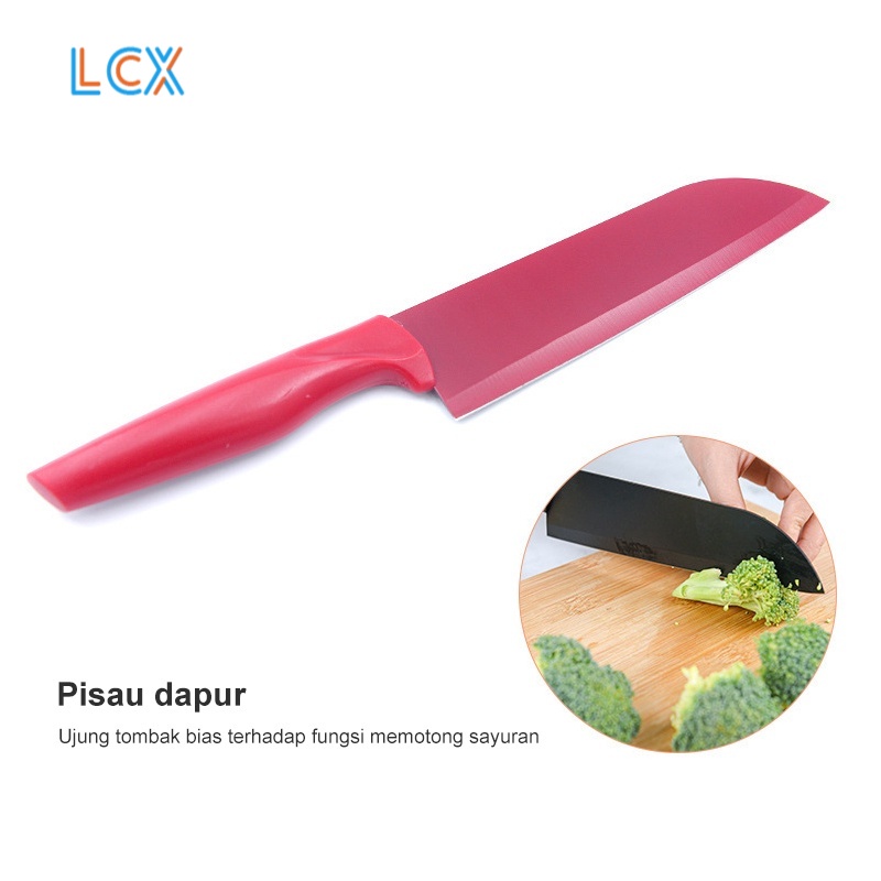 LCX Pisau Talenan Set 8 in 1 Keramik /Free Pengasah Pisau Knife Set VS-1816