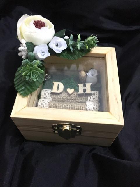 Kotak Cincin Kayu Segi 4 Gold | Ring Box Wedding Engagement