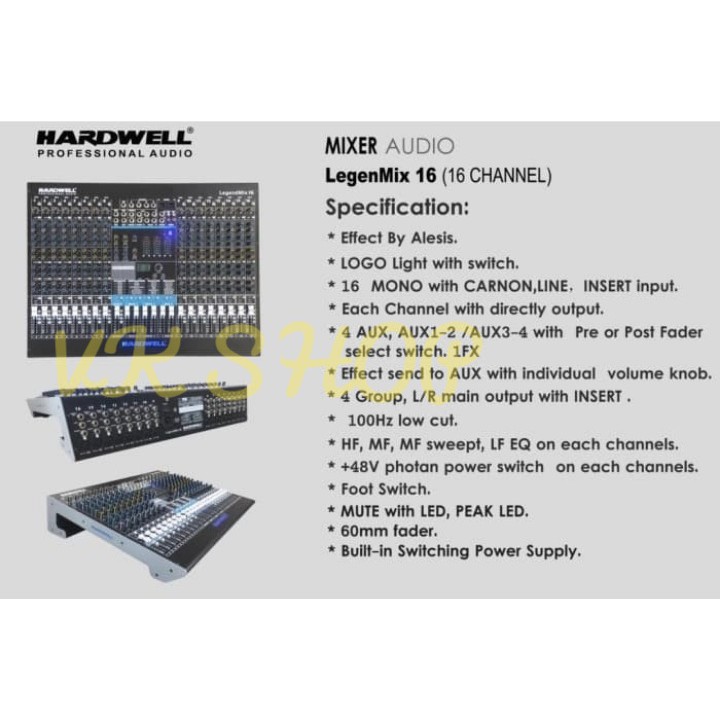 MIXER AUDIO HARDWELL LEGENMIX16 16CH EFFECT BY ALESIS NEW