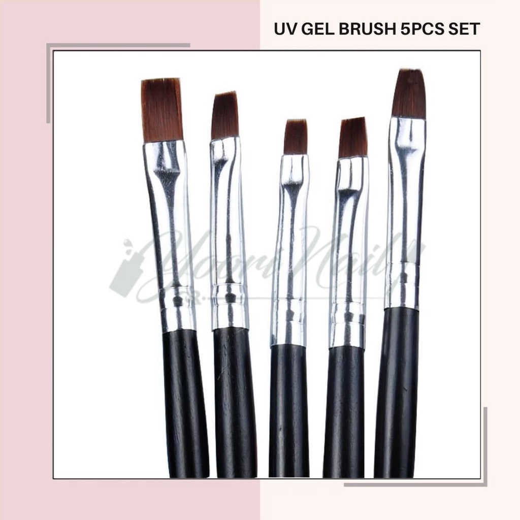 Kuas uv gel brush kuas gepeng set isi 5pcs acrylic brush