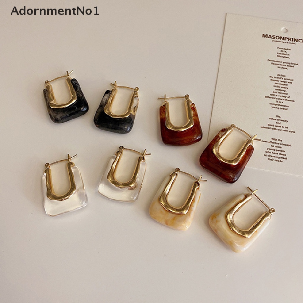 (AdornmentNo1) Anting Bulat Geometri Asimetris Bahan Resin Akrilik Transparan Untuk Wanita