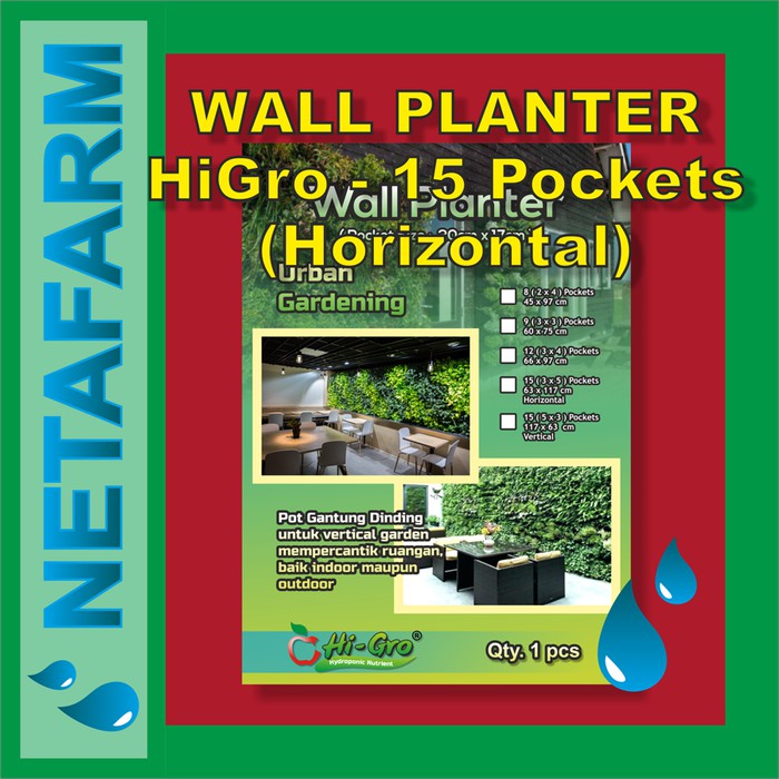 NETAFARM Wall Planter 15 Pockets HORIZONTAL Pot Dinding