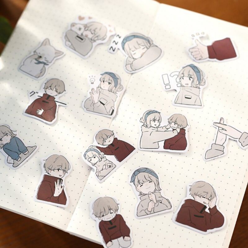 

cute cartoon couple decorative sticker