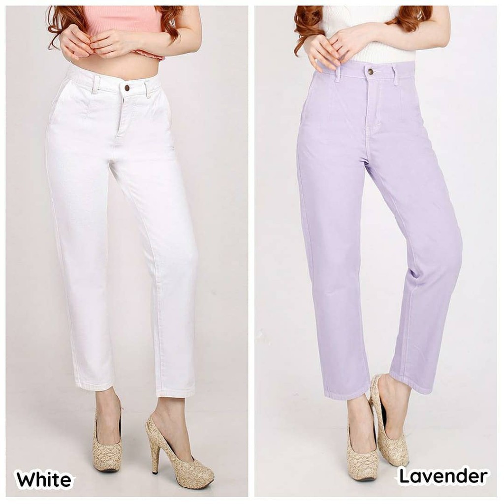 PASTEL CELANA JEANS LILAC // BAGGY JEANS PUTIH DAN LILAC