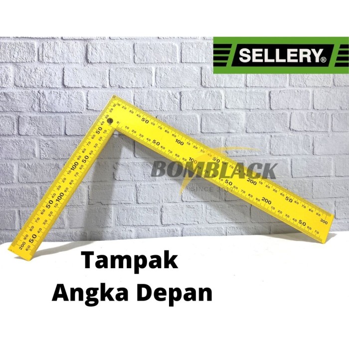 SELLERY Penggaris Siku Tukang 20cm x 30cm Bangunan Alat Ukur Sudut