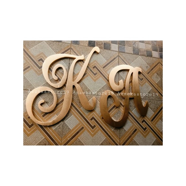 HURUF KAYU INISIAL/TULISAN KAYU INISIAL/DEKORASI INISIAL LAMARAN