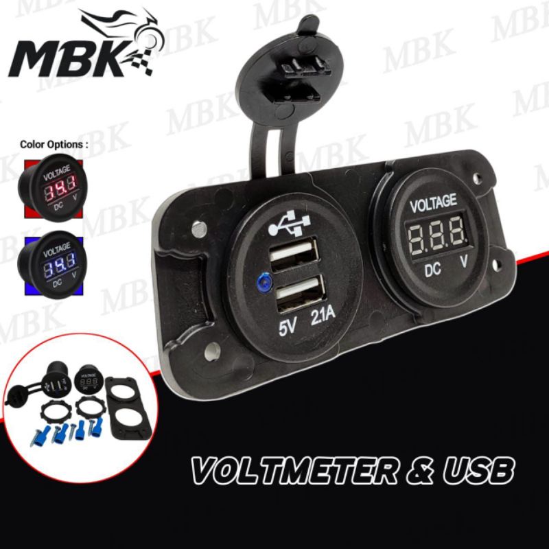 Voltmeter Charger Hp USB Body Nmax - All New Pcx - Aerox - Mio - Vario - Xmax Universal Import