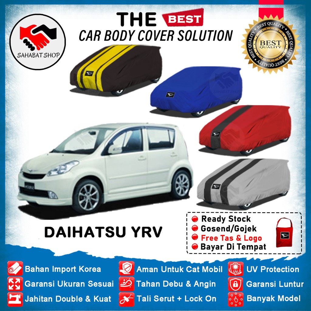 Sahabat Body Cover Mobil YRV / Sarung Penutup Daihatsu YRV Outdoor 2000 2001 2002 2003 2004 2005 / Selimut Tutup Mantel Pelindung Kerudung Kerodong Kelambu Terpal Tutupan Pelindung Mantol Mobil YRV Anti Air Waterproof Model Biru