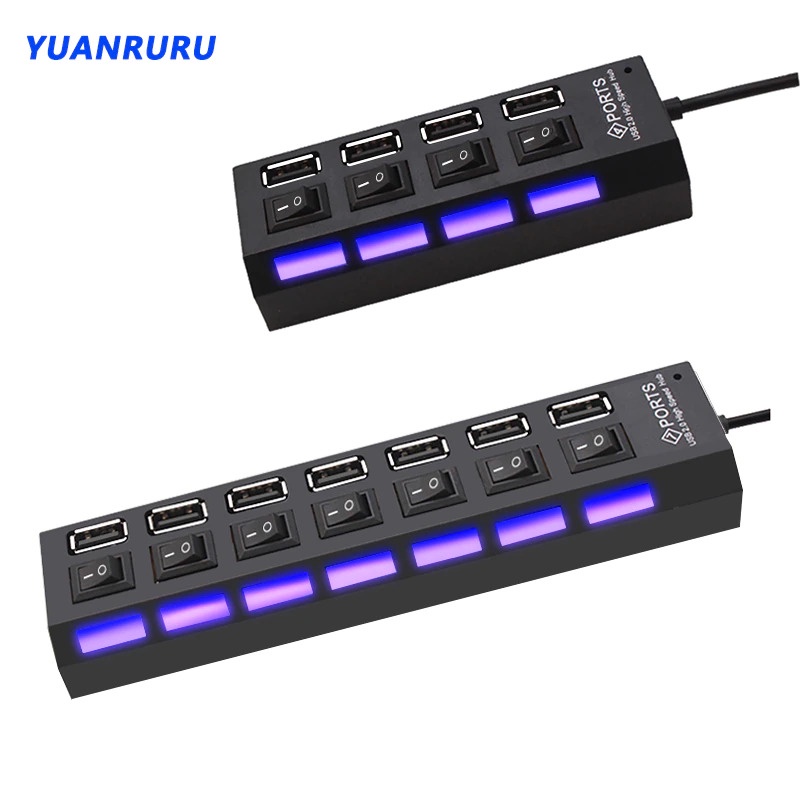 USB Hub Tipe 2.0 Untuk 7 Port - Black