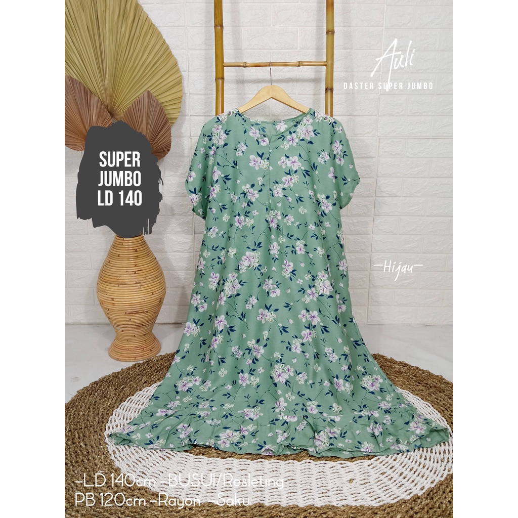 LD 140cm (40 Motif) Daster SUPER JUMBO dan Daster Kaftan LD 150cm Ruffle (Part 1) Daster Rempel JUMBO Daster Viral-Auli Hijau