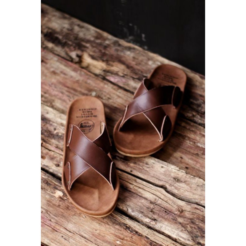 XMIN BLACK Sandal pria kulit asli cevany original handmade sandal jepit kulit pria bisa COD