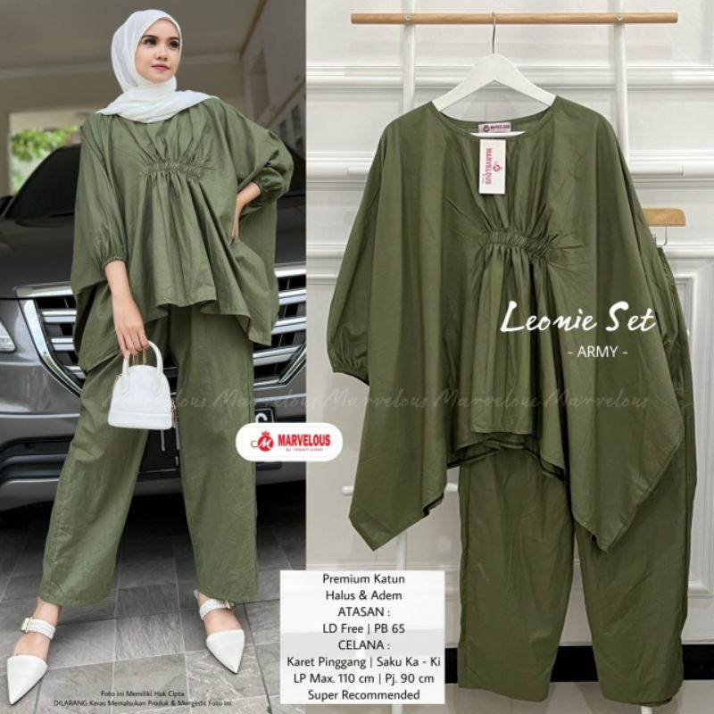 LEONIE SET BY MARVELOUS (ONE SET WANITA) Set muslimah polos modern rekomended