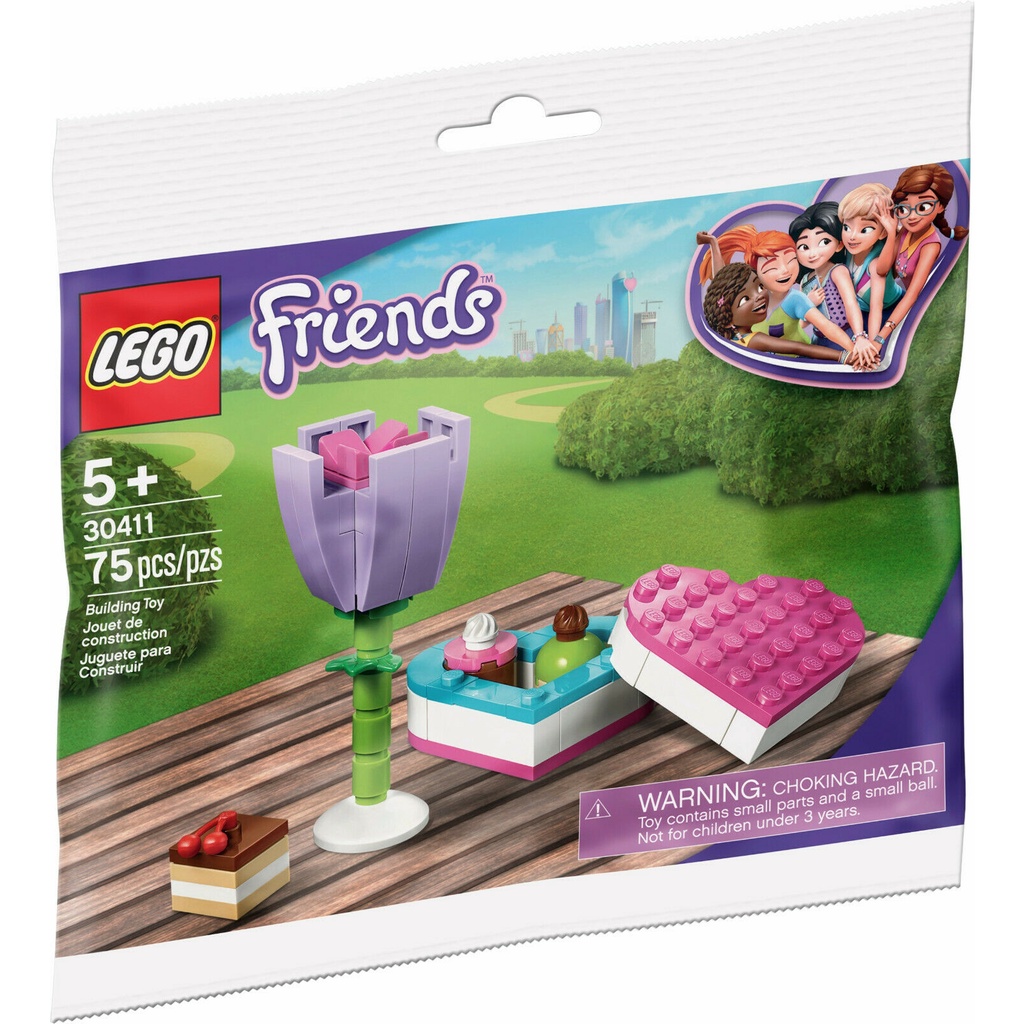 LEGO Friends-30411 Chocolate Box & Flower Polybag Friend Building Toy Valentine Creator Purple Tulip