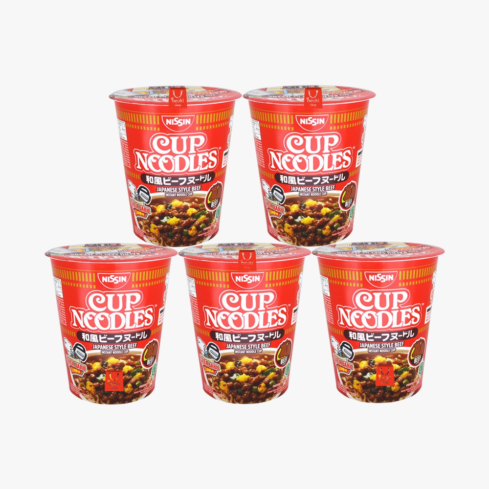 

PAKET 5 PCS Nissin Cup Noodles Rasa Kaldu Sapi Mie Ala Jepang Praktis Langsung Seduh - 5pcs x 66gr