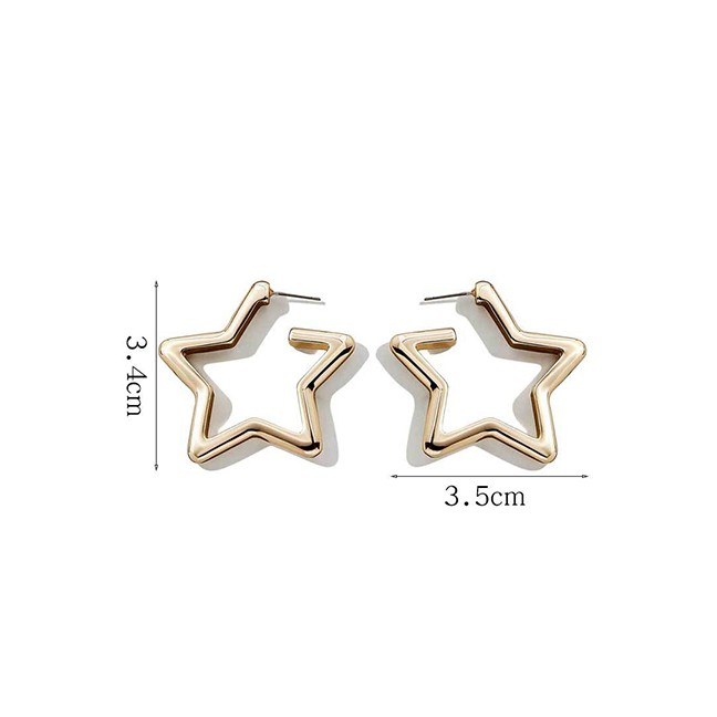 LRC Anting Tusuk Fashion Gold Street Street Pentagram Earrings D44796